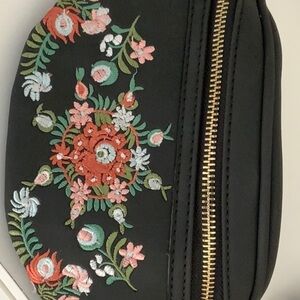 Floral Embroidered Black Bag